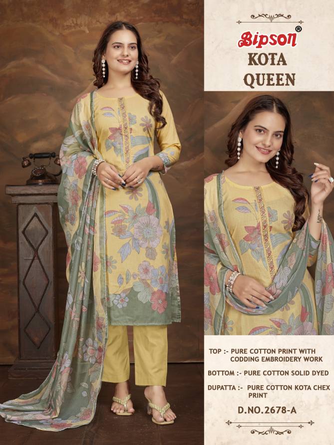 Kota Queen 2678 By Bipson Embroidery Pure Cotton Dress Material Wholesale Price In Surat